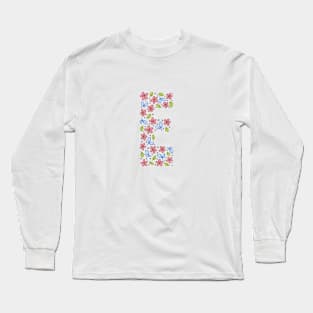 Floral Monogram Letter E - pink and blue Long Sleeve T-Shirt